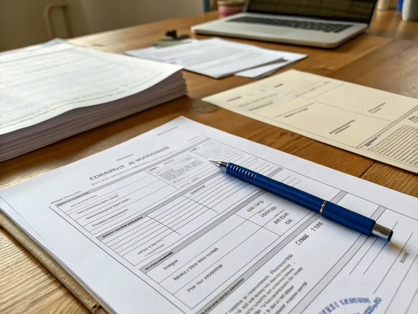 A detailed close-up of customs documentation being processed, with stamps and signatures visible, emphasizing the company's meticulous attention to compliance.